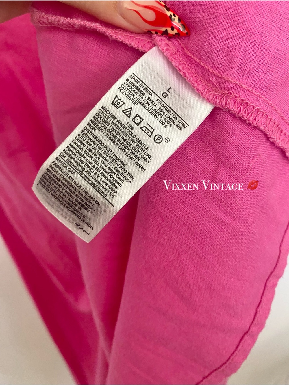 GAP LINEN BLEND 'SLIT HALTER EMBROIDERED MAXI DRESS' IN PHOEBE PINK - Picture 9 of 9